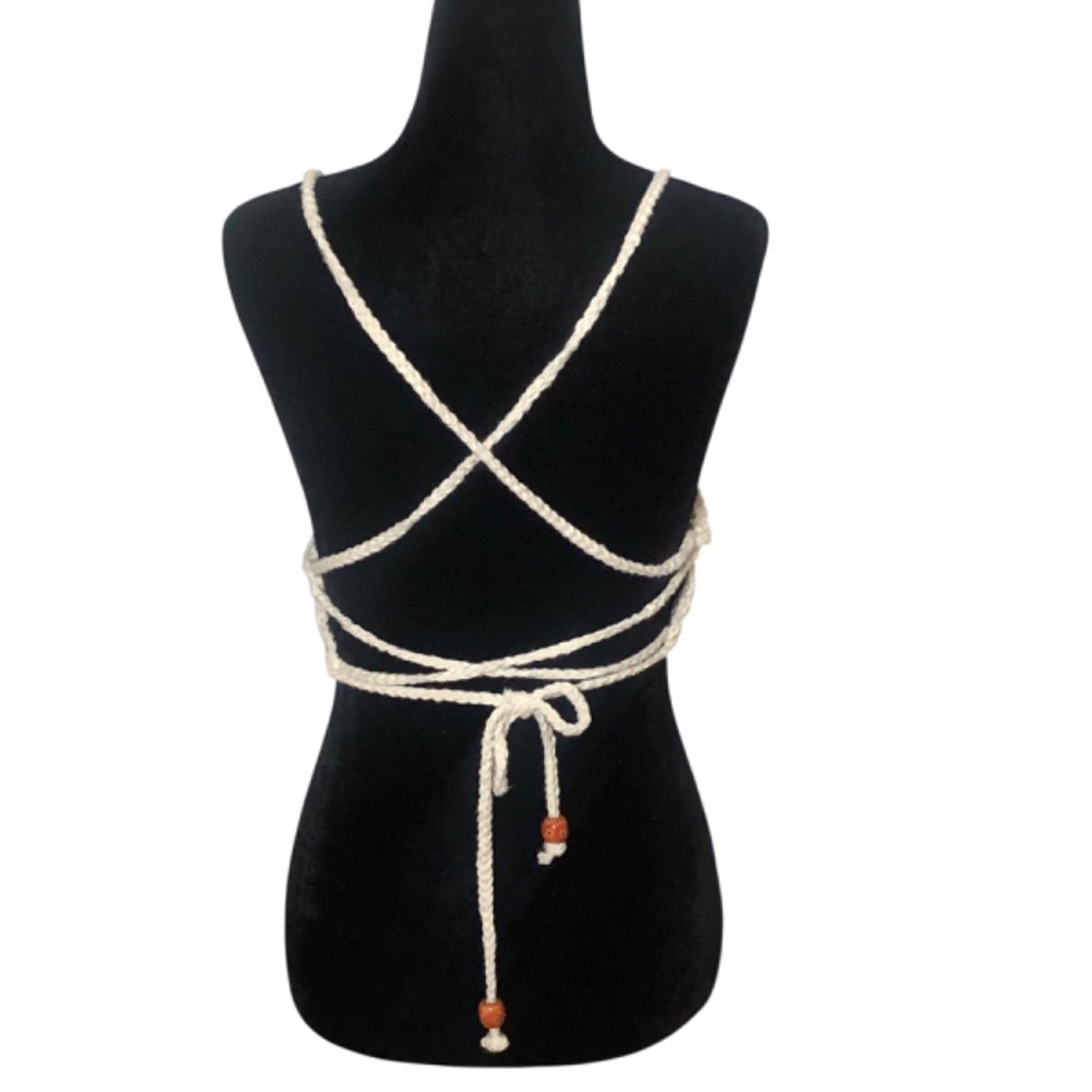Handmade Crochet Crop Top – Bohemian Juneteenth Festival Bralette w/Tassels - Picture 6 of 16
